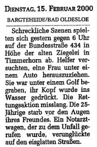 Zeitungsartikel 15. Februar 2000